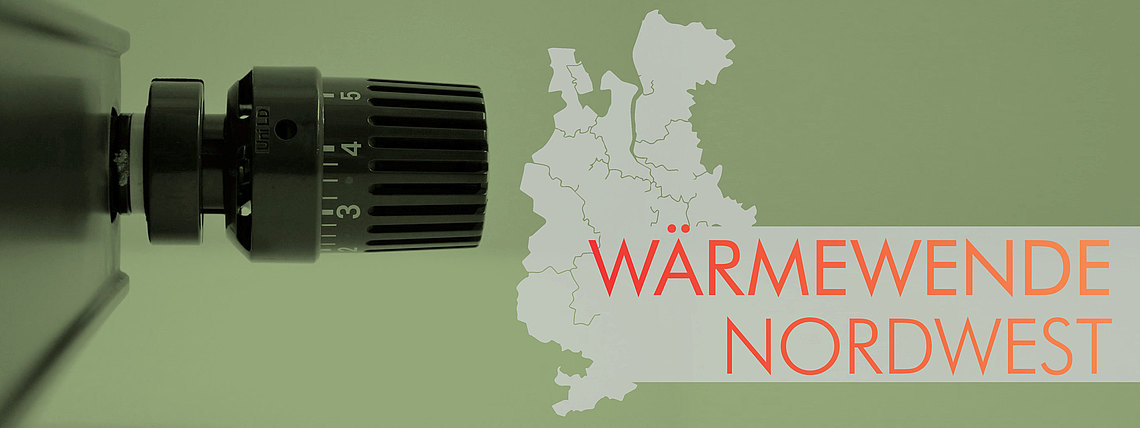 Thermostatkopf neben der Karte Nordwestdeutschlands