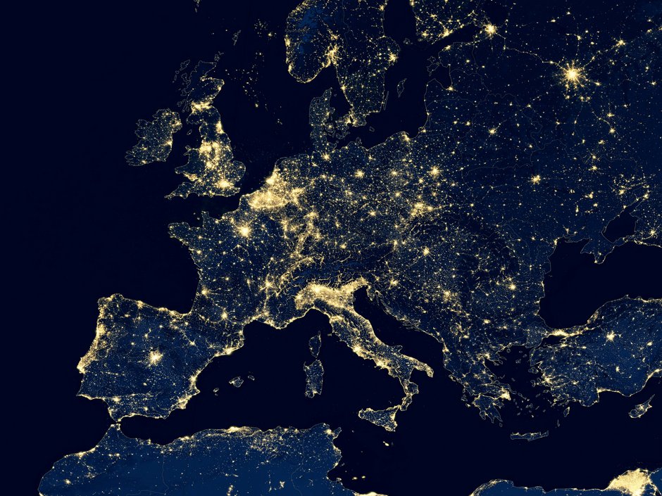 Satellitenbild von Europa bei Nacht